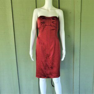 NWT ANTONIO MELANI Dark Red Satin Strapless Cocktail Dress 6